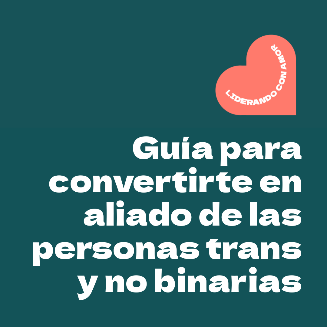 A teal cover image with white text for the PFLAG National publication: "Guía para convertirte en aliado de las personas trans y no binarias"