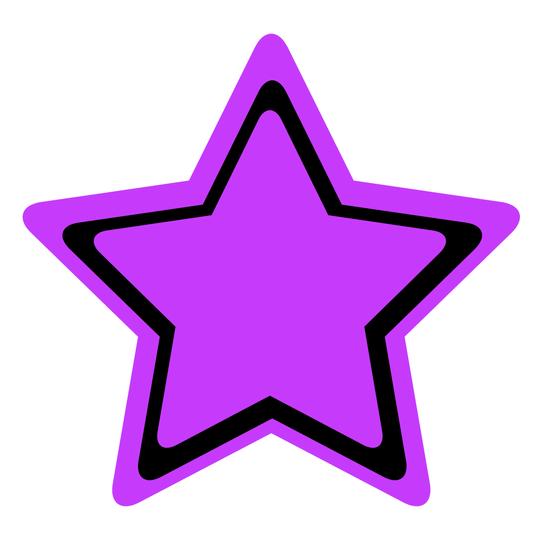 A purple star with an inner black lining