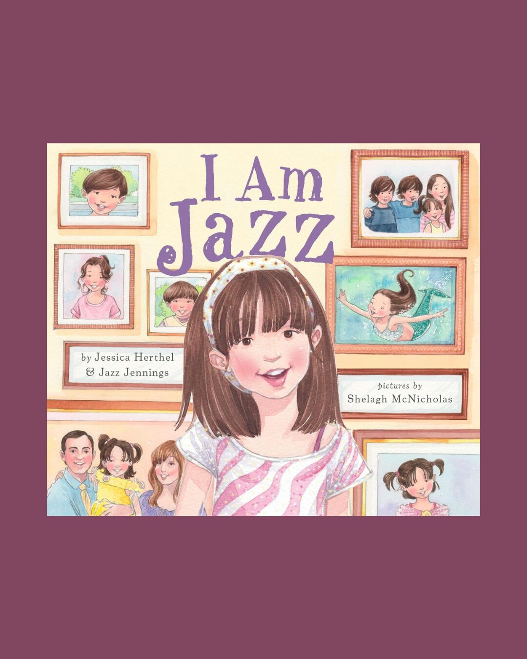 The cover of the book I Am Jazz on a purple background