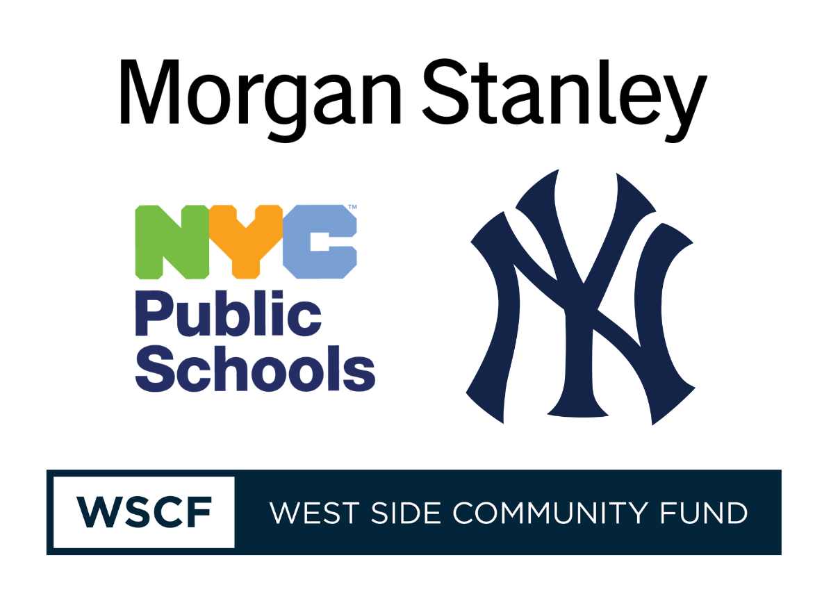The Morgan Stanley, NYC Public Schools, New York Yankees, and West Side Community Fund logos arranged together